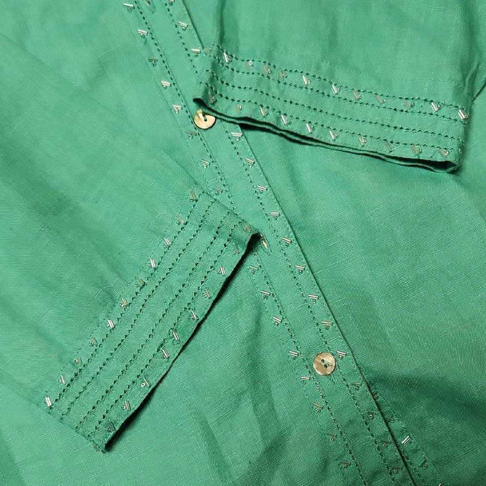 Chic Turquoise Button Down Shirt - Picture 5 of 8